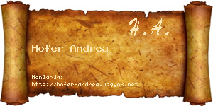 Hofer Andrea névjegykártya
